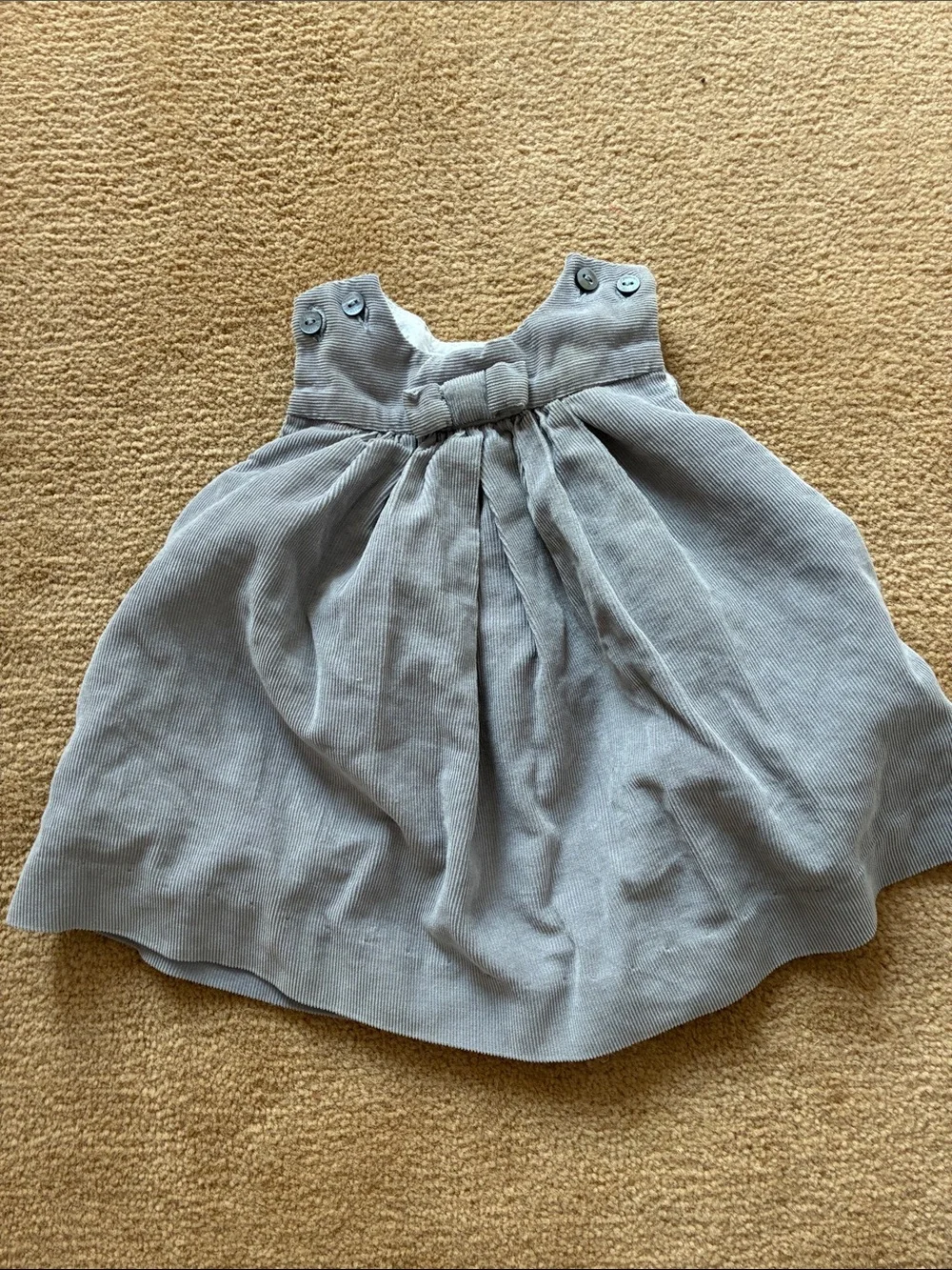 Jacadi Paris Corduroy Pinafore Dress in Light Gray